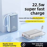 OEM ODM Nouveauté 18000mAh Mini Power Bank Portable avec Câble Intégré 22.5W PD Charge Rapide USB/Type-C Chargeur de Téléphone Mobile