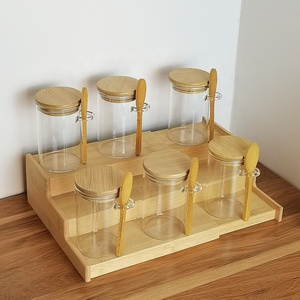 12 cái gói, 8 oz Borosilicate Glass gia vị container với nắp đậy, thực phẩm hộp thủy tinh gia vị lọ với thìa gỗ và Rack - Product Image 5