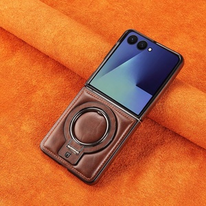 Étui de téléphone en cuir PU magnétique de luxe pour Samsung Z Flip 8 3 4 5 6 7 avec support en métal, charge sans fil, coque antichoc - Product Image 1
