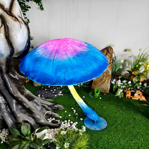 Décoration de jardin pour festival en plein air, famille de cinq champignons lumineux en FRP, motif lumineux LED, éclairage paysager pour pelouse - Product Image 1
