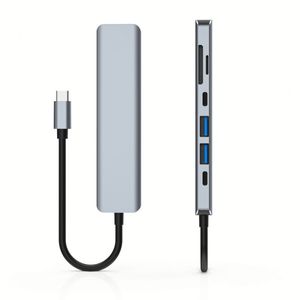 Computer Hardware Docking Station 7 in 1 Hub Type <b>C</b> to 4K HDTV <b>USB</b> 3.0 <b>USB</b> 2.0 TF SD PD <b>USB</b> <b>C</b> Hub <b>Adapter</b> - Product Image 1