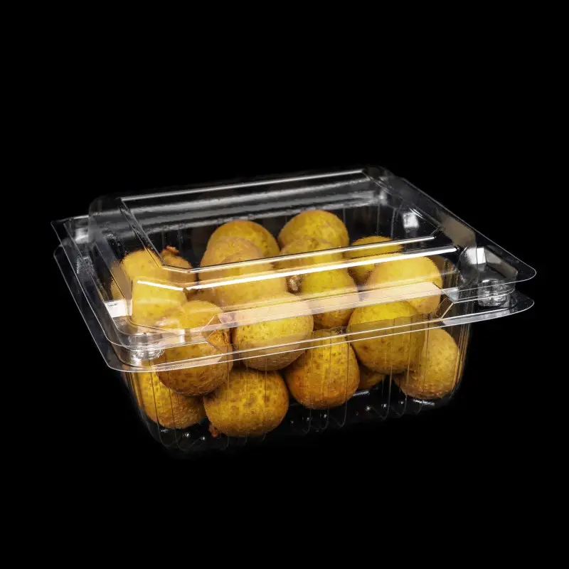 Clear Plastic Clamshell Fruit Packaging Box 250g Cherry Tomato Blister Disposable Hinged Packaging Container For Supermarket