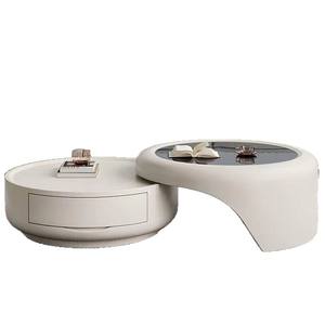 Juego de Mesa de Centro Redonda de Diseño Creativo con Tapa de Vidrio Templado, Muebles Modernos para Sala de Estar, Estilo de Lujo Ligero, Uso para Adultos - Product Image 5