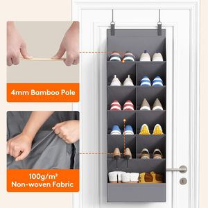6 Tier Over The Door <b>Shoe</b> Organizer 11 Pockets Gray Hanging <b>Shoes</b> Shelf For Closet Dorm Storage - Product Image 5