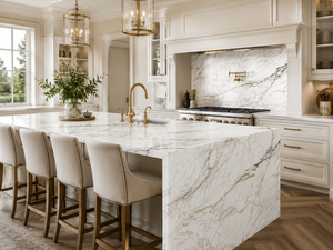 UNION Calacatta Silver Rift, Cuarzo Artificial Impreso, Losa Súper Jumbo, Diseño Moderno Ecológico para Paredes y Pisos de Cocina - Product Image 1