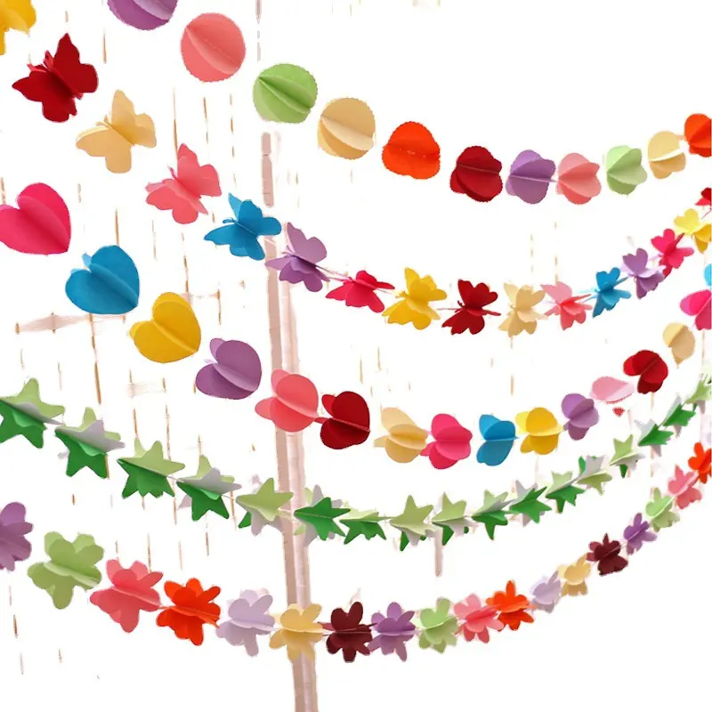 3D Paper Butterfly Garland Buntings for Wedding Party Birthday Festival Diy Banner Hanging Decorations 3D Paper Butterfly String
