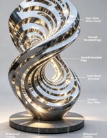 Sculpture Goutte d'Eau en Acier Inoxydable Poli Moderne, Statue en Forme de Larme Feng Shui pour Décoration Extérieure de Jardin, Parc, Place, Hôtel, Centre Commercial