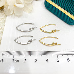Accessoires en argent S925 pour la création de bijoux, crochet d'oreille dynamique tendance avec perles de 7-9 mm et support à ongles vide 21296 - Product Image 2