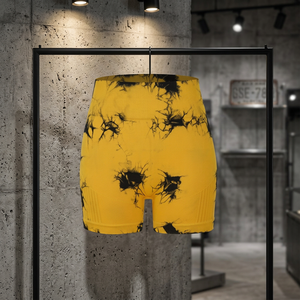 Leggings de jogging imprimés pour femmes, jaune et noir, tie-dye, tricotés en spandex et polyester, extensibles, séchage rapide, sportifs, toutes saisons - Product Image 5