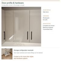 Meuble de cuisine en acrylique au design contemporain, aménagement en L, dimensions personnalisées, boîtes en panneaux mélaminés et rangements extractibles