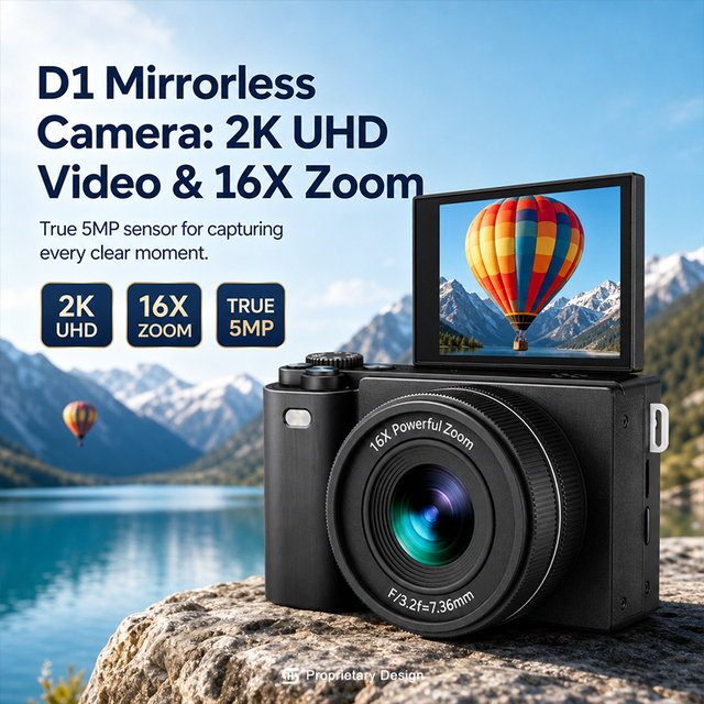Budget 4K Vlogging Camera 180 Flip Screen 64MP Autofocus 16X Zoom 2.8 Inch IPS Display Recorder for Teens Holiday Presents