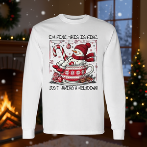 Estoy bien, esto va bien, camiseta de manga larga con diseño de muñeco de nieve navideño, solo estoy teniendo un ataque de pánico - Product Image 3