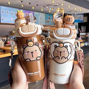 Bouteille d'eau isotherme Mello Cappy pour enfants 500 ml avec paille pour l'école et la maternelle - Product Image 5