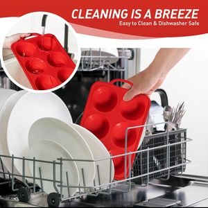 Paquete de 2 Moldes de Silicona para Muffins de 6 Tazas con Marco Reforzado de Metal, Tamaño <span class=keywords><strong>Jumbo</strong></span>, Aptos para Lavavajillas, Juego de Moldes Duraderos para Hornear - Product Image 6