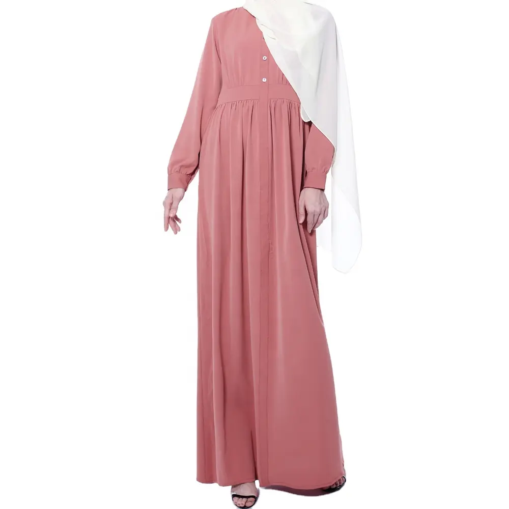 Nouveau en stock robes de base de couleur unie musulmane ethnique musulmane robes islamiques