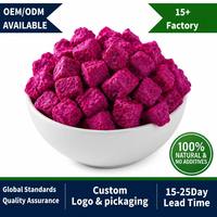 OEM Gedroogde roze pitaya chips Gedroogde drakenfruitblokjes Heerlijke knapperige gedroogde rode drakenfruit Gedroogde groenten Gedroogd fruit