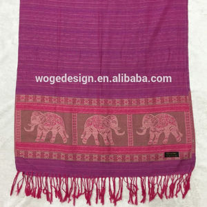 ईवू निर्माता हॉट बेची गई अद्वितीय महिला ट्रिम्स जैक्वार्ड हाथी शॉल मफलर पैशमिनास हिजाब पगड़ी थई रेशम स्कार्फ - Product Image 1