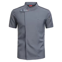 Travail uniforme pantalon hommes gris Chef manteau à manches courtes couleur unie été cuisine Restaurant cuisine Chef veste personnaliser