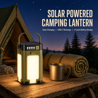 Lanterne de camping LED pliable rechargeable solaire OEM d'usine, étanche, portable, lampe torche extérieure, batterie externe
