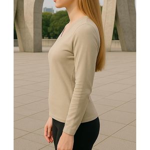 เสื้อเชิ้ตแขนยาวคอวีสำหรับผู้หญิง UPF50+ ป้องกันแสงแดด เสื้อเบสเลเยอร์สำหรับออกกำลังกาย แพ็คหลายตัว - Product Image 3