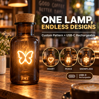 Lampe de table en verre avec bouchon LED rechargeable USB-C, motif personnalisé, prix d'usine, cadeau décoratif pour la maison, le café, le bar