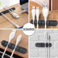 Pengatur Kabel Silikon, Penggulung Kabel Data USB, Penjepit Kabel Fleksibel, Pengatur Kabel Meja