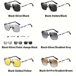 Lunettes de soleil polarisées pour hommes et femmes, avec logo personnalisé, photochromiques, pour la conduite, UV400, monture métallique, style pilote, collection 2025 - Product Image 5