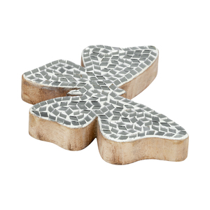 Figurina di Farfalla in Mosaico di Vetro con Base in Legno di Mango, Scultura Decorativa per Casa, Bagno, Ufficio e Stanza - Product Image 4