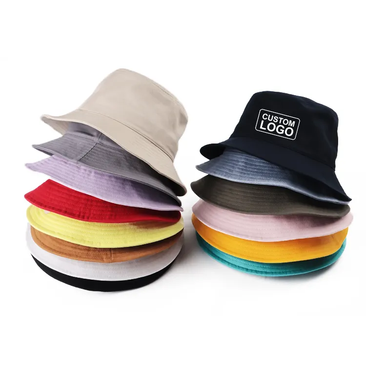 Toptan bahar erkek kadın çok renkli özel Logo pamuk seyahat güneş balıkçı şapkası lüks tasarımcı kova şapka
