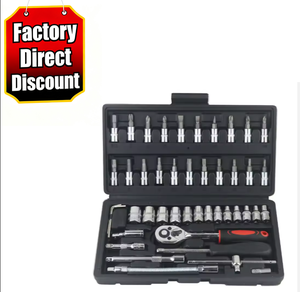 46PCS 1/4 Drive Metric Socket Ratchet Wrench <b>Set</b> Professional Automotive Repair Maintenance <b>Tool</b> Kit Steel <b>Mechanic</b> <b>Tool</b> Kits - Product Image 1