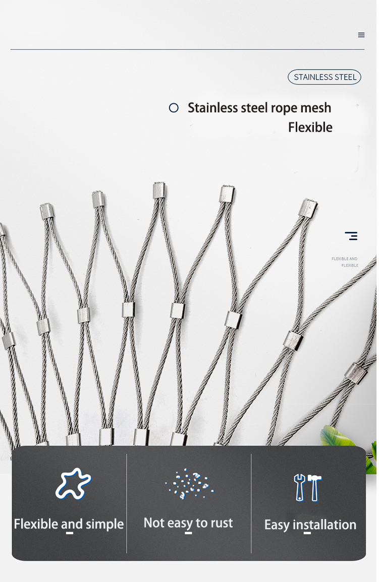 Stainless Steel Knotted Poultry Netting Zoo Animal Rope Mesh