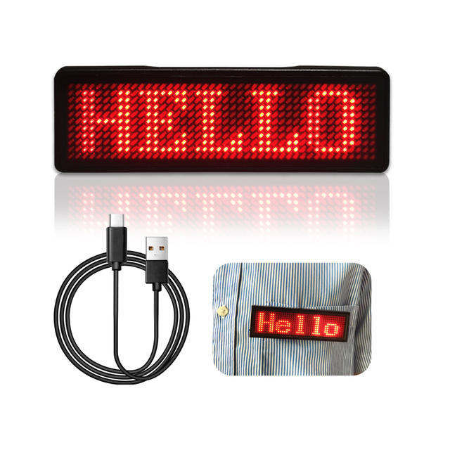 APP Control Rechargeable Programmable LED Name Badge Message Mini LED Name Tag 15 Display Languages Badge Module