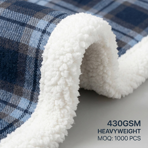 Couverture d'hiver <span class=keywords><strong>en</strong></span> sherpa à carreaux Buffalo bleu marine, 430 GSM, épaisse, réversible, quatre saisons, durable, vente <span class=keywords><strong>en</strong></span> <span class=keywords><strong>gros</strong></span> - Product Image 5