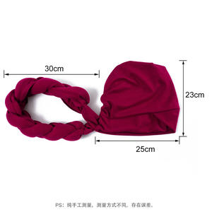 Qianjin señoras estilo africano gran trenza cabeza envoltura capó Color sólido poliéster pañuelo turbante diademas únicas - Product Image 4