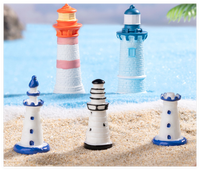 Figurines de scène de phare en résine, thème de la plage et du sable, style méditerranéen, artisanat de poupée, souvenir, cadeau, décoration nautique, sculpture 3D