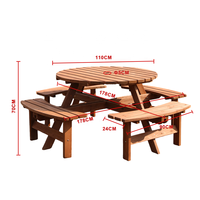 Table de pique-nique ronde en bois de qualité supérieure, table à café en bois pour pique-nique