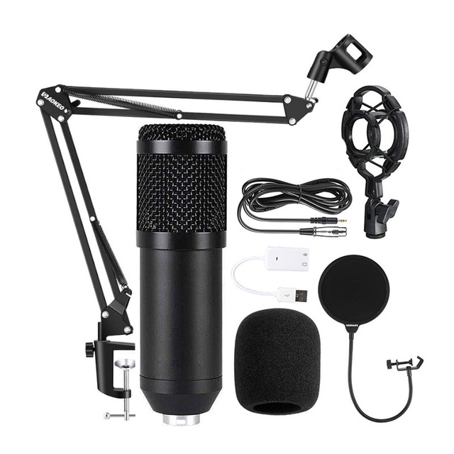 BM 800 MIC Studio Recording Kits BM800 Desktop Condenser Microphone Bundle for Webcast Live Karaoke Singing V8 Sound Card