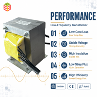 Transformateur monophasé basse fréquence EI114 220VA, 230V 50Hz13V~243V, support en fil d'aluminium, transformateur de puissance industriel