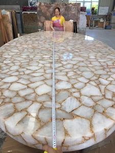 Belle décoration naturelle de luxe, pierre d'onyx d'agate blanche polie - Product Image 3