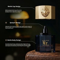 Nuevo Diseño Único con Símbolo de León, Perfume Árabe Oud de 100 ml, Eau de Parfum Amaderado con Notas de Sándalo, Perfume de Oriente Medio para Hombre, para Negocios y Oficina