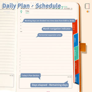 Agenda Diaria 2027, Libreta de 365 Días, Calendario en Inglés A5, Cubierta de Cuero, Encuadernación Cosida con Hilo, Correa para Mayor Eficiencia - Product Image 2