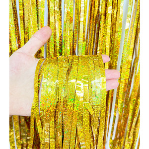Pita Foil Berkilau untuk Pesta Hari Valentine, Tirai Rumbai Foil Perak, Dekorasi Pesta, Tirai Tinsel Metalik - Product Image 3