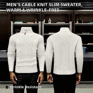 Pull en maille torsadée ODM pour homme 2026, style chauve-souris, couleur unie, anti-plis, anti-rétrécissement, anti-boulochage, chaud, hiver, coupe ajustée, avec logo - Product Image 2