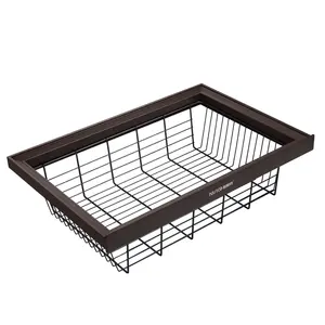 Wardrobe Wire Pull-out Basket Wicker Organised Storage With Easy Pull-out And Closing