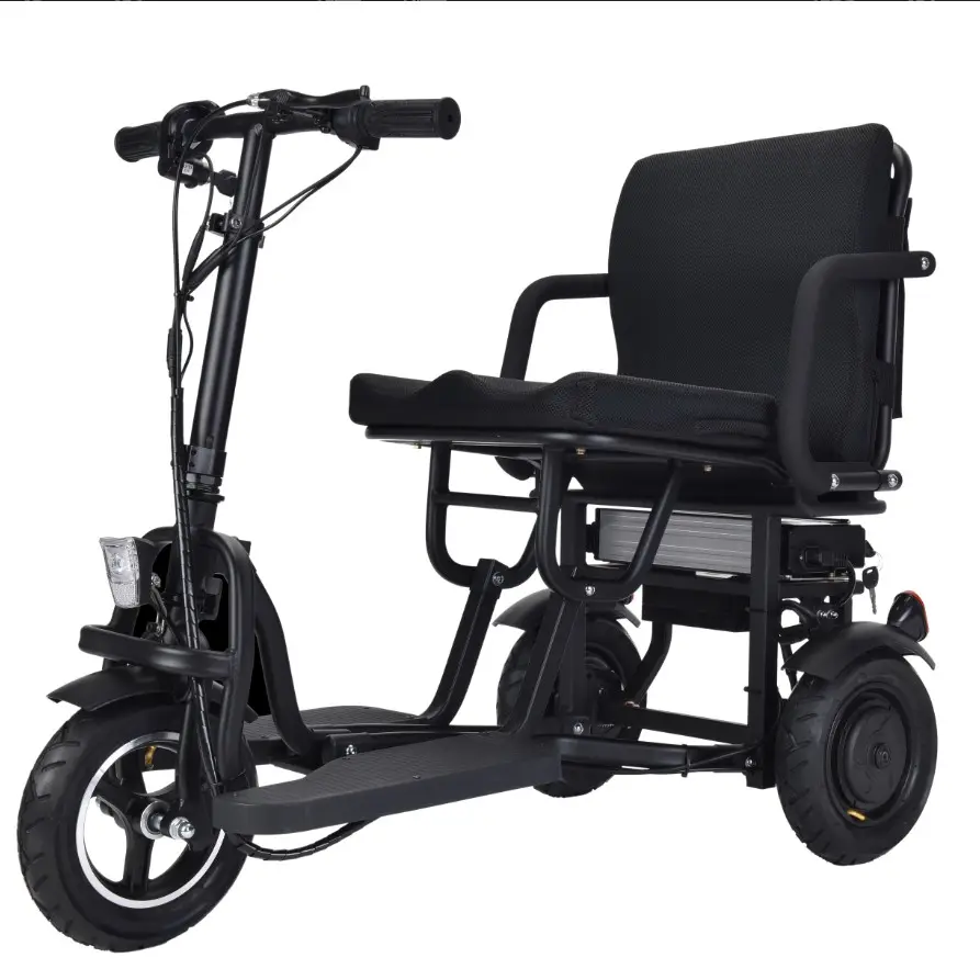 Оптовая продажа старших автоматическая складная коляска для путешествий с мигающим большим светом 4 колеса внедорожных скутер