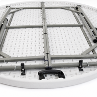 Table de restauration moderne, durable et personnalisable, pliable en deux, pour les rassemblements intérieurs et extérieurs d'hôtels, table ronde pliante