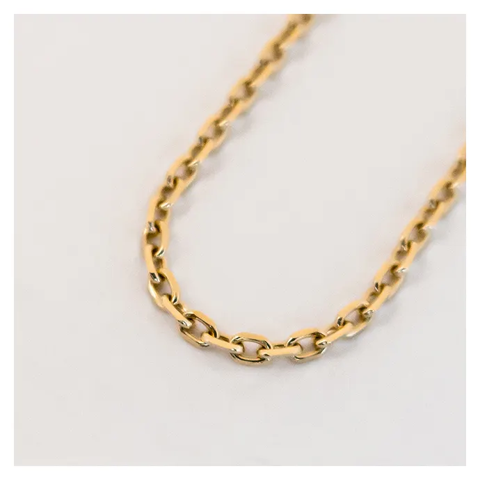 Japan white gold necklace chain made by connecting oval links