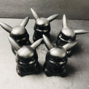 All'ingrosso all'ingrosso di alta qualità ossidiana nera <span class=keywords><strong>Pikachu</strong></span> intagliato a mano intagli di cristallo regali a buon mercato - Product Image 3