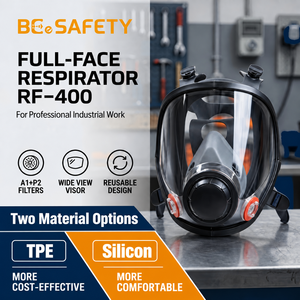 Masque respiratoire intégral de sécurité en TPE réutilisable avec filtres A1+P2 pour usage industriel - Product Image 2