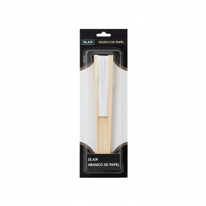 Ventaglio di carta Ilan 21 cm bianco, pieghevole, per eventi e decorazioni - Product Image 1